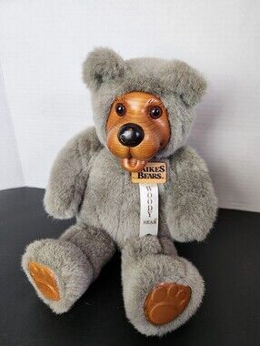 Vintage Robert Raikes Woody Teddy Bear Plush Wooden Face & Paws Applause
